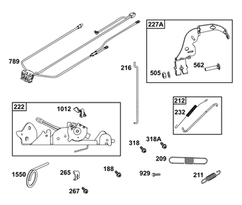 Controls Group Diagram and Parts List for 40N877-0042-B5  Briggs and Stratton Engine